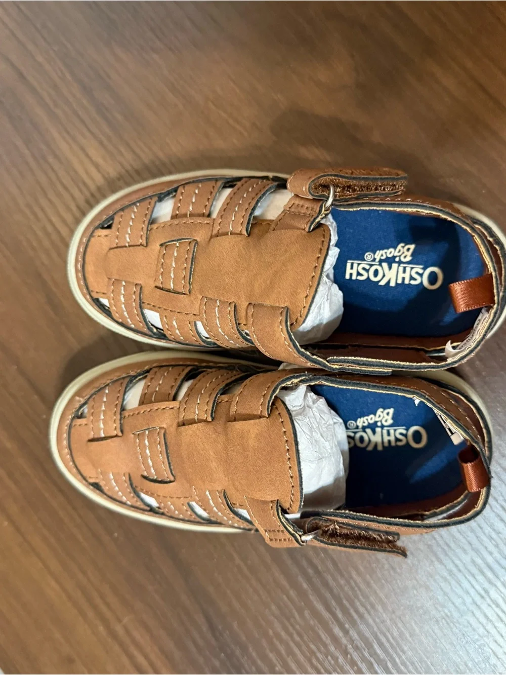 New! OshKosh B'gosh Tan Brown Woven Fisherman Sandals Size 7